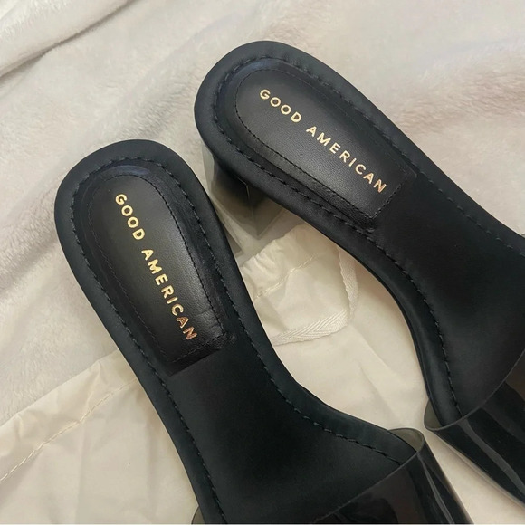 New! Good American Sandals Womens Ombre Black Block Heel Sz 7 - Picture 6 of 9